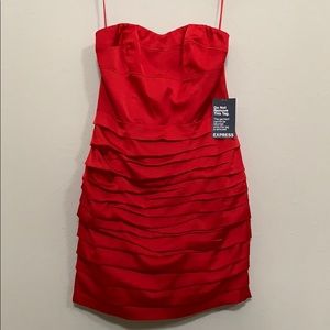 Express Strapless red cocktail dress
